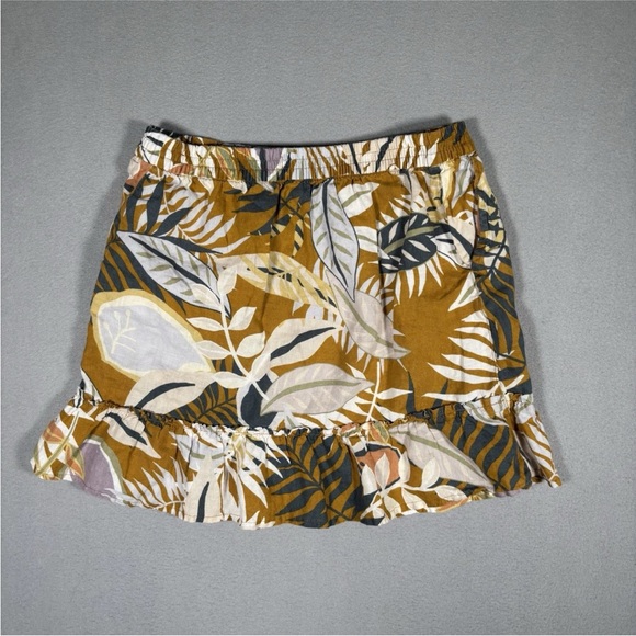 C & C California Mini Skirt Women's Medium Floral Tropical Hawaiian 100% Linen - Picture 7 of 8